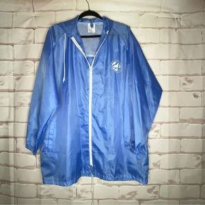 Defenders Of Wildlife Blue Hooded Vented Zip Up Rain Jacket One Size Fits Most